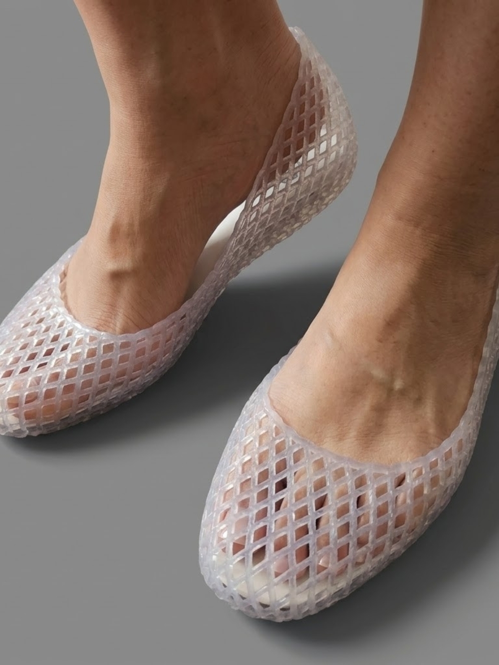 Zara Woven Jelly Flats Women Size 39 Clear Mesh Shoes Comfortable Slip On Y2k